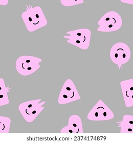 Colorful seamless happy emoji pattern in vintage style