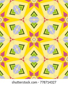 Colorful seamless hexagonal pattern. Abstract hand drawn art, repeating grunge texture. Tribal ethnic arabic, indian ornament. Vector patchwork quilt pattern. Textile fabric paper print