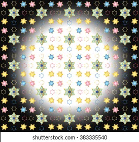 Colorful seamless holiday oriental pattern. Judaic design Background for Art, Print, Web, Children's Festive parties, Invitation, Album, Fashion, Home decor and more design. Vector  Illustration.
