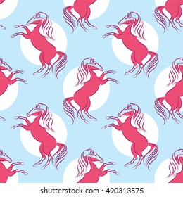 Colorful seamless horse pattern