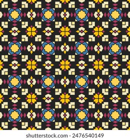 Colorido patrón geométrico islámico sin costuras. Diseño versátil para varios proyectos creativos, adecuado para las artes decorativas islámicas, azulejos, textiles, telones de fondo, Fondos de pantalla, etc.