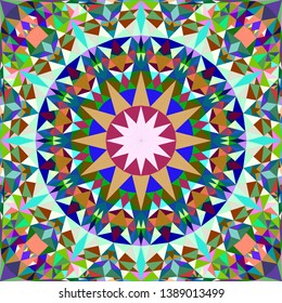 Colorful seamless kaleidoscope pattern background - abstract ethnic vector mandala wallpaper graphic from triangles