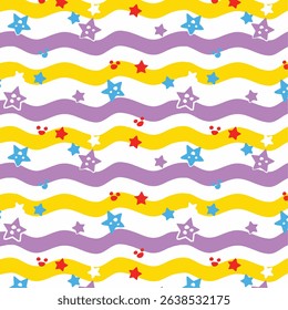 Colorful seamless kids pattern with cute animals and playful elements – perfect for children’s clothing, nursery decor, and wrapping paper designs