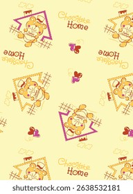 Colorful seamless kids pattern with cute animals and playful elements – perfect for children’s clothing, nursery decor, and wrapping paper designs