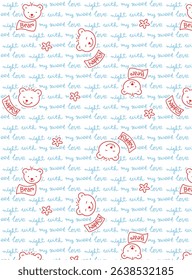 Colorful seamless kids pattern with cute animals and playful elements – perfect for children’s clothing, nursery decor, and wrapping paper designs