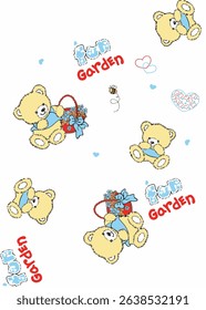 Colorful seamless kids pattern with cute animals and playful elements – perfect for children’s clothing, nursery decor, and wrapping paper designs