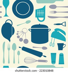 A colorful seamless kitchen pattern. vector illustration