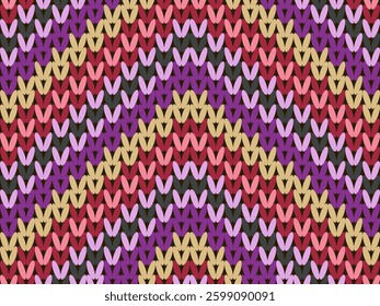Colorful Seamless Knitted Pattern with Dots and Stripes, Seamless fabric pattern, knitting pattern