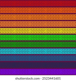 Padrão de malha sem emenda colorida com listras geométricas e textura de lã vintage para design de tecido e papel de parede.