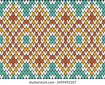 Colorful seamless knitting pattern. Design for capet, wrapping, clothing, knitting, Ikkat, ikat, fabric.