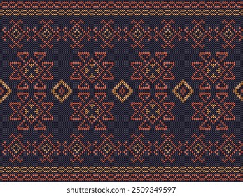 Colorful seamless knitting pattern. Design for capet, wrapping, clothing, knitting, Ikkat, ikat, fabric.
