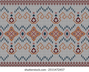Colorful seamless knitting pattern. Design for capet, wrapping, clothing, knitting, Ikkat, ikat, fabric.
