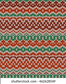 Colorful seamless knitting pattern. Warm traditional  texture. Winter wallpaper. Vector illustration.