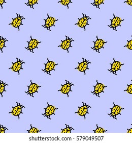 Colorful seamless ladybird pattern. Repeating vector illustration.