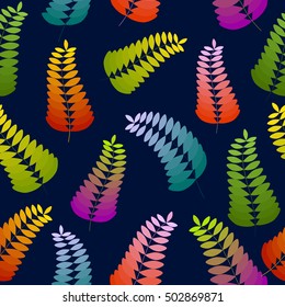 Colorful seamless leaf pattern. Floral stylish background. Vector background.