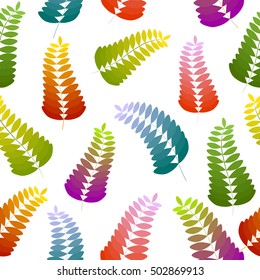 Colorful seamless leaf pattern. Floral stylish background. Vector background.