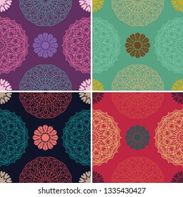 Colorful seamless mandala patterns