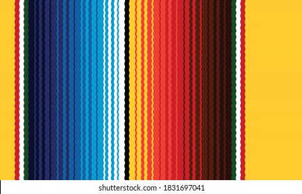 Colorful seamless mexican style pattern. Serape gesign in blue and red stripes.