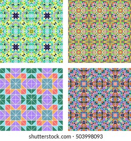 Colorful seamless mosaic pattern design background set