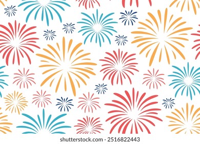 colorful seamless New Year's Eve pattern with fireworks- vector illustration