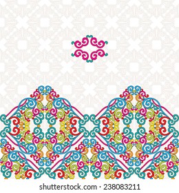 Colorful seamless ornament, white background. 