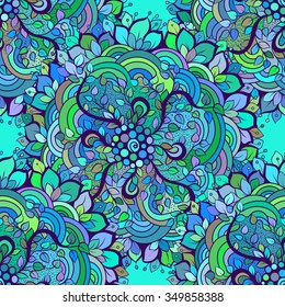 Colorful seamless ornamental pattern  made of mandalas in Indian style
