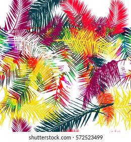 colorful seamless palm leaves. Vector