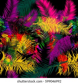 colorful seamless palm leaves. Vector