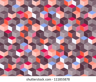 Colorful Seamless Pattern with 3d Cubes. Vector Pattern Illustration