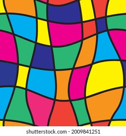 Colorful seamless pattern. Abstract background with curved lines. Vector illustration.