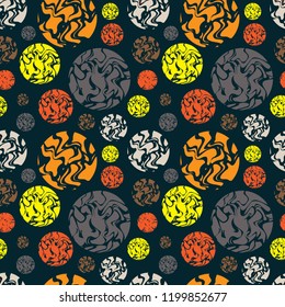 Colorful seamless pattern with abstract circle polka dot hand drawn element for fabric, textile, wallpaper, and background