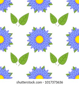Colorful seamless pattern of abstract flowers on a white background. Simple flat vector illustration. For the design of paper wallpapers, fabric, wrapping paper, covers, web sites