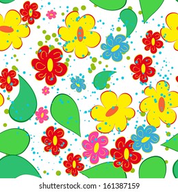 colorful seamless pattern with abstract flowers for your design