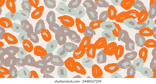 Colorful seamless pattern with abstract flowers with different textures. Vector background, print, design