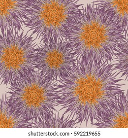 Colorful seamless pattern with abstract geometrical flowers.