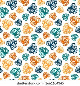 Colorful seamless pattern with abstract leaves, vector. Use for fabric, background, wallpaper, surface decoration and more