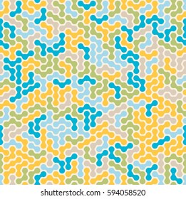 Colorful seamless pattern abstract maze. Blue and yellow. Design element. Vector graphics.