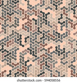 Colorful seamless pattern abstract maze. Brown and gray. Camouflage. Design element. Vector graphics.