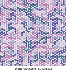 Colorful seamless pattern abstract maze. Blue, pink purple Design element. Vector graphics.