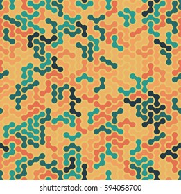 Colorful seamless pattern abstract maze. Orange and blue. Design element. Vector graphics.