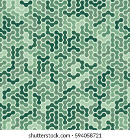 Colorful seamless pattern abstract maze. Shades of dark green. Design element. Vector graphics.