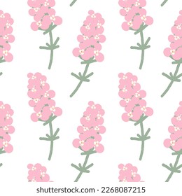 Colorful seamless pattern of abstract phloxes in trendy pink pale shades. Hello spring. Isolate. EPS
