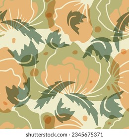 Patrón ininterrumpido colorido con flores retro abstractas. Papel digital floral vintage