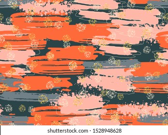 Colorful seamless pattern with abstract shapes. Modern collage illustration in vector