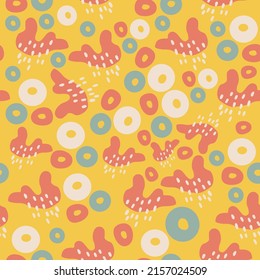 Colorful seamless pattern with abstract shapes. Abstract lines and curves.
Vector illustration.