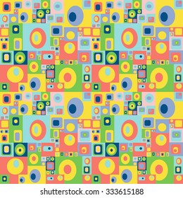 Colorful seamless pattern. Abstract shapes - squares and circles