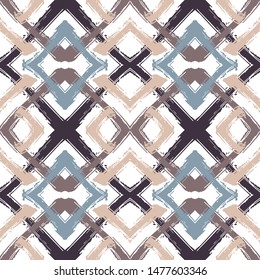 Colorful seamless pattern with abstract textured brush strokes
