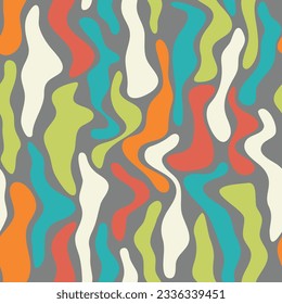 Colorful seamless pattern with abstract wavy shapes	