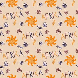 Colorful Seamless Pattern With African Culture Elements 