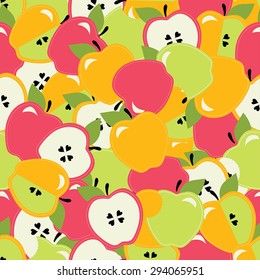 Colorful seamless pattern with apple.